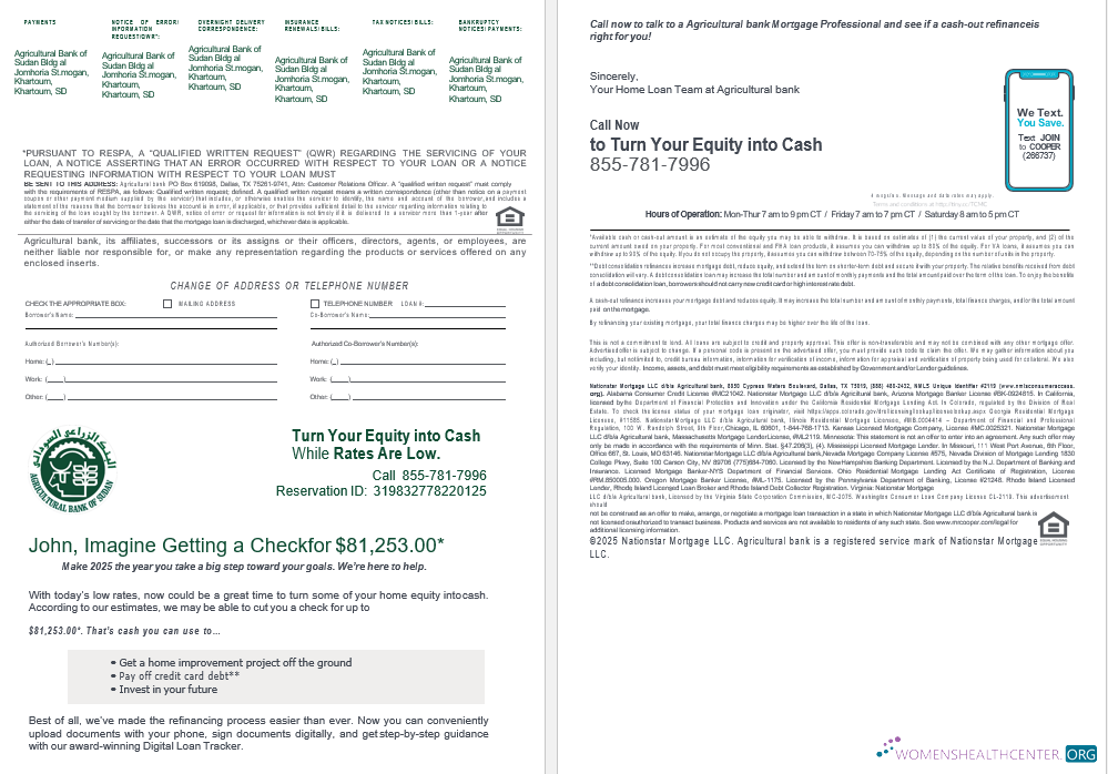 Sudanese Agricultural Bank of Sudanese bank mortgage loan statement in Word and PDF formats , 4 pages 3 4